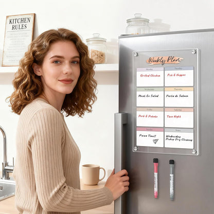 Acrylic Magnetic Kids Chore Board & Star Reward Jar - Dry Erase Fridge Calendar with Erasable Markers, Wooden Stars & DIY Stickers for Visual Schedule, Behavior Tracking & Potty Training Toddlers