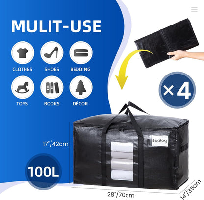 TAILI Blue Extra Large Moving Bags,Storage Bags with Visible Window