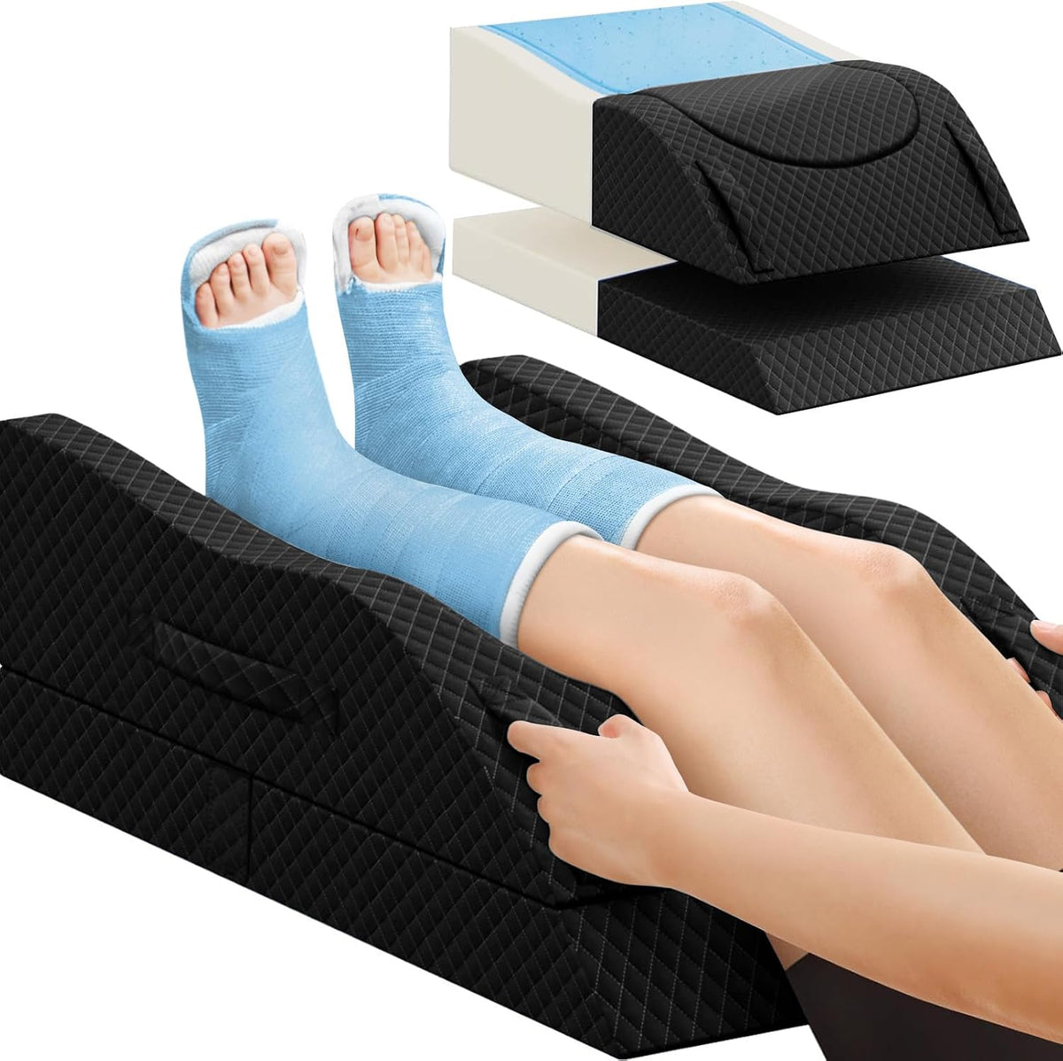TranquilRelax Leg Elevation Pillows for After Surgery, Wedge Pillow, Grey