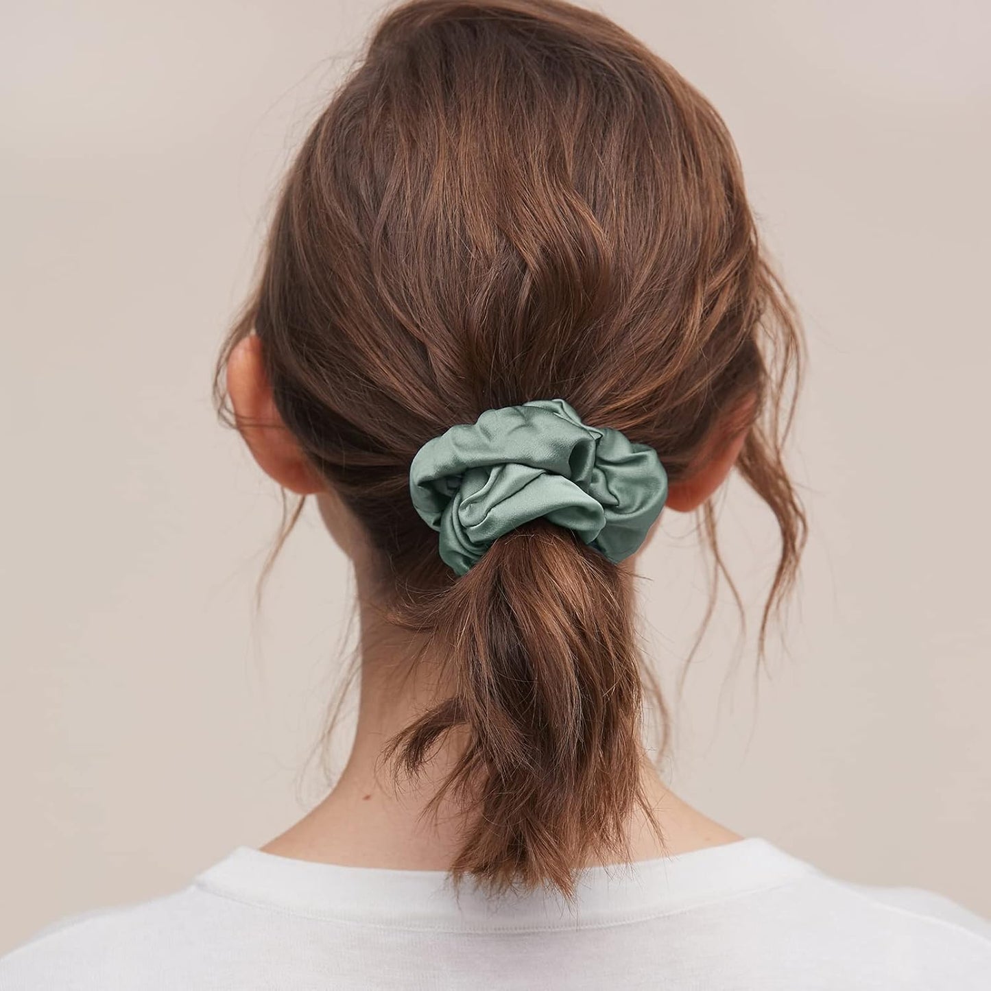 LILYSILK Silk Hair Scrunchies / Ties for Frizz & Breakage Prevention, 100% Mulberry, No Damage, Elastic ponytail Holders, 1Pc, Coffee - Colors B
