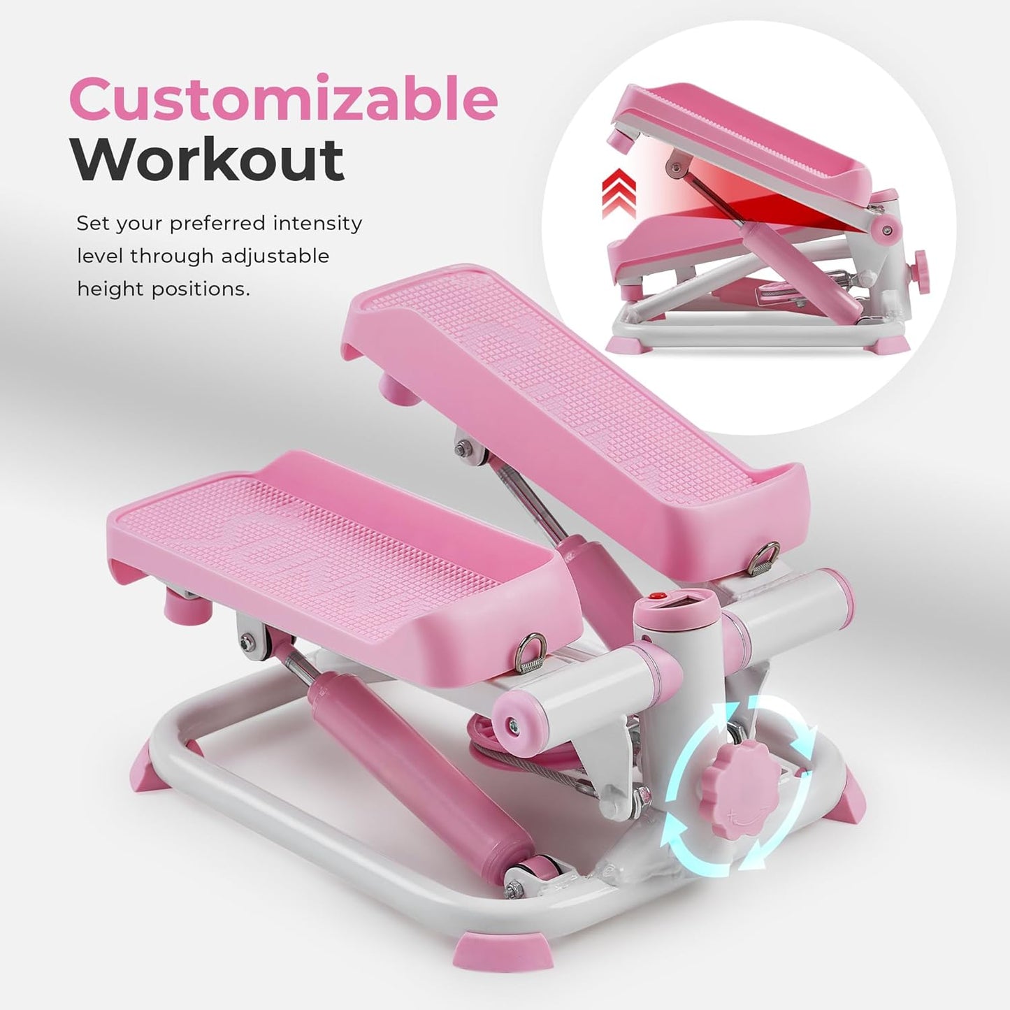 Sunny Health & Fitness Mini Steppers for Exercise at Home, Stair Step Workout Machine with Resistance Bands, Full Body Cardio Equipment, Optional Free SunnyFit App Connection Smart Stepper