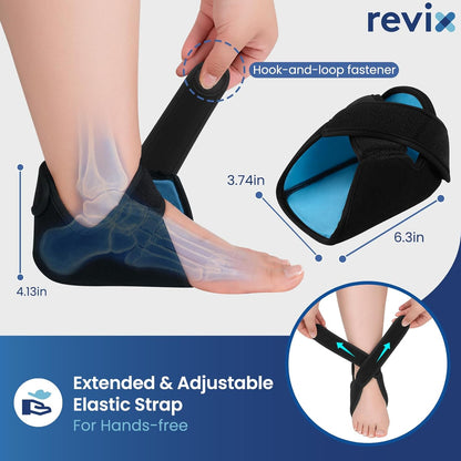 REVIX Heel Ice Pack Wraps for Achilles Tendonitis & Plantar Fasciitis with 45-Min Long Lasting Cold Therapy, 2 Packs Lightweight Gel Ice Pack for Heel Relaxation, Reusable Ice Wrap for Feet Swelling