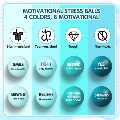 Liliful 100 Pcs Motivational Stress Balls Bulk Inspirational Squeeze Balls for Adults Anxiety Relief Fidget Toys Office Employee Gifts Classroom Rewards 2.2 Inch (Bright Colors)