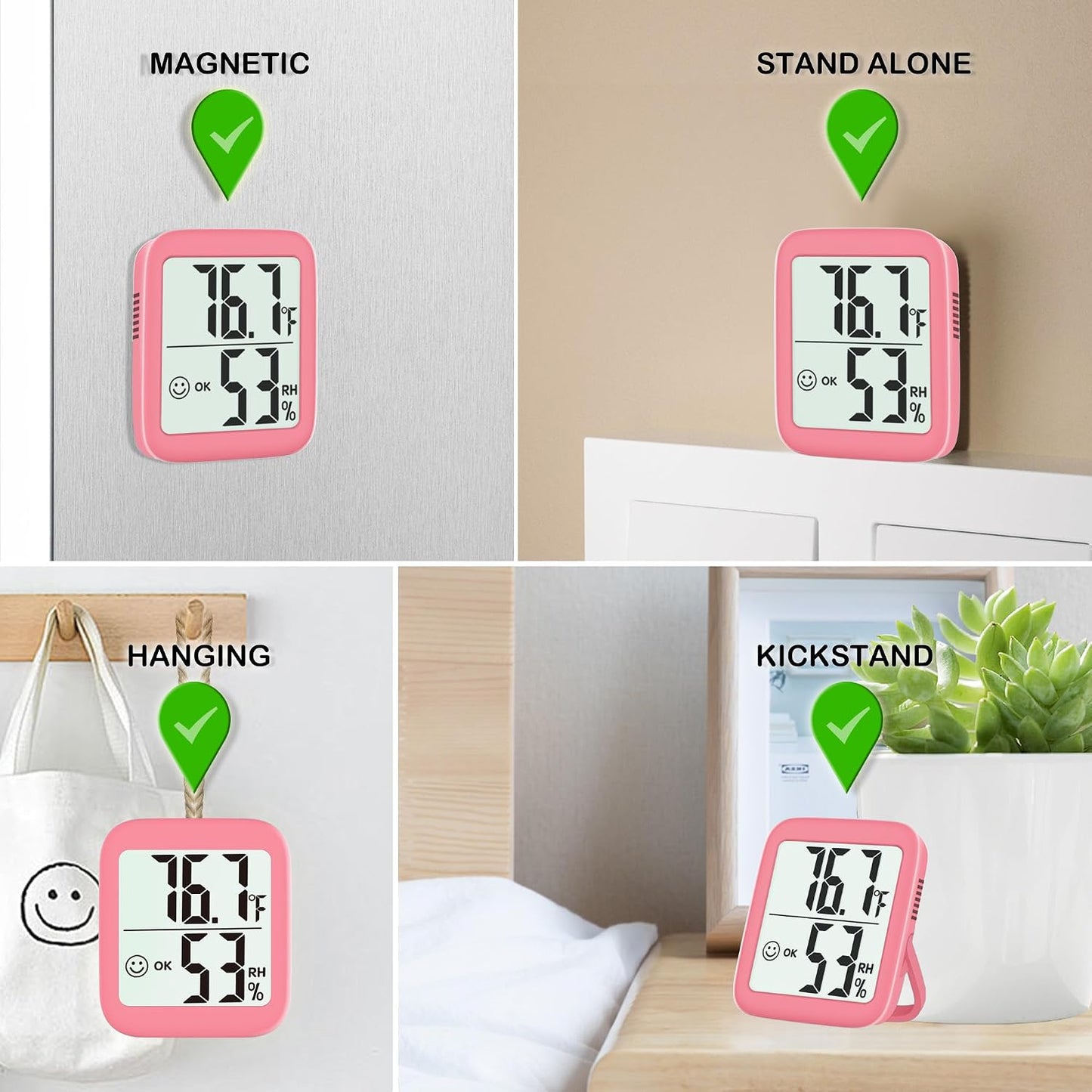 Antonki 2 Pack Room Thermometer for Home, Hygrometer Indoor Humidity Meter Gauge, Digital Temperature and Humidity Monitor Sensor for House, Terrarium, Incubator, Greenhouse - Battery Included