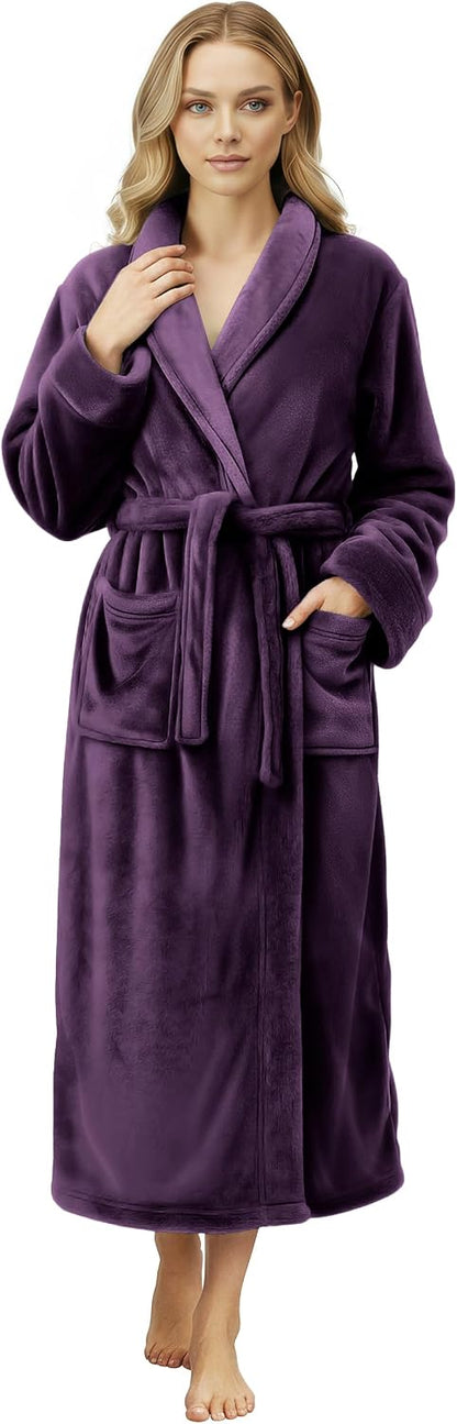 NY Threads Premium Womens Robe, Plush Fleece Long Bath Robe for Women, Fluffy Soft Women's Bathrobe