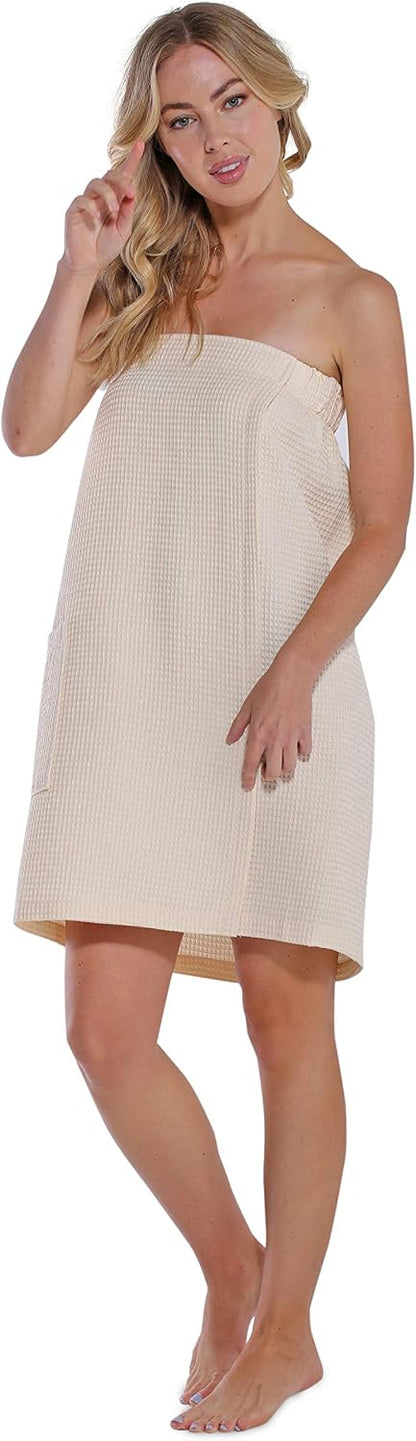 Turquaz Lightweight Knee Length Waffle Robes For Women Spa Bath Waffle