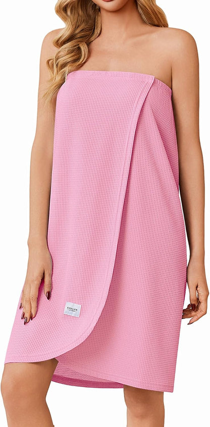 Ekouaer Waffle Robes For Women Bath Wrap Lightweight Shower Wrap 2026 Knee Length Spa Robe with Adjustable Closure S-XL