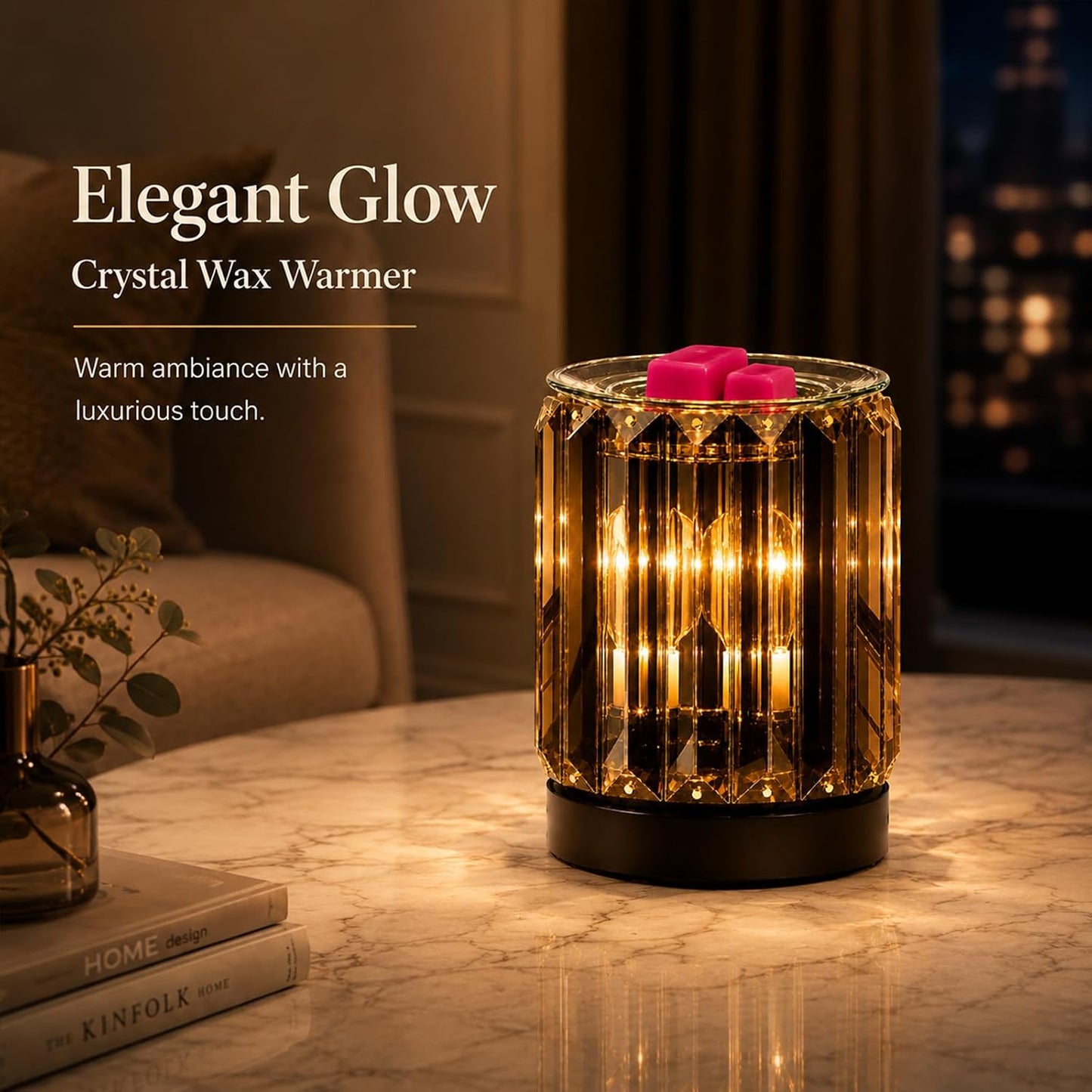 Melting Heater Electric Burning Wax Burner Electric Essential Oil Warmer Incense Wax Melt Warmer Night Light Aroma Decorative Lamp for Gifts & Decor(Golden)