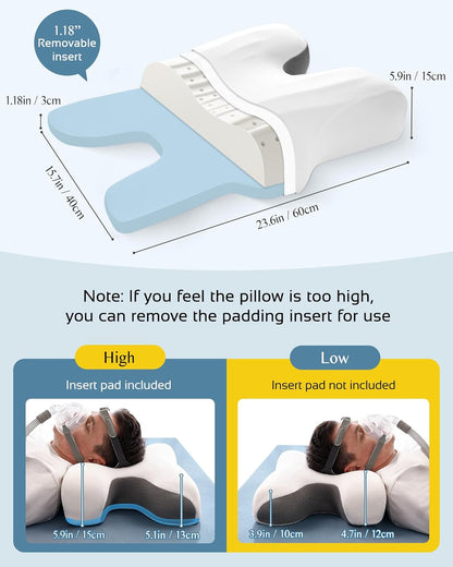 Sleep Apnea Pillow for Cpap Users, Ergonomic Adjustable Memory Foam Cpap Pillows for Side and Back Sleepers, Reducing Air Leaks and Mask Pressure