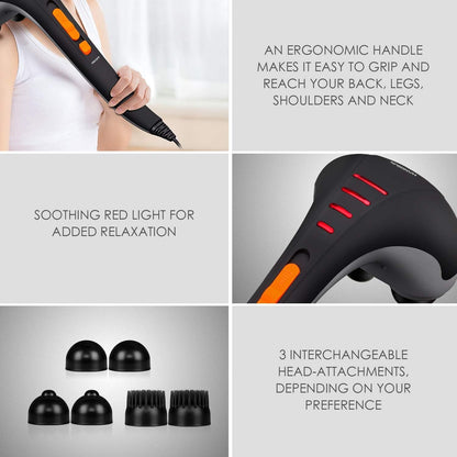 HANGSUN Handheld Neck Back Massager for Pain Relief Deep Tissue, Electric Double Head Percussion Massage MG460 for Shoulder, Leg, Foot, Muscles, Full Body, Corded, 2.3 lb