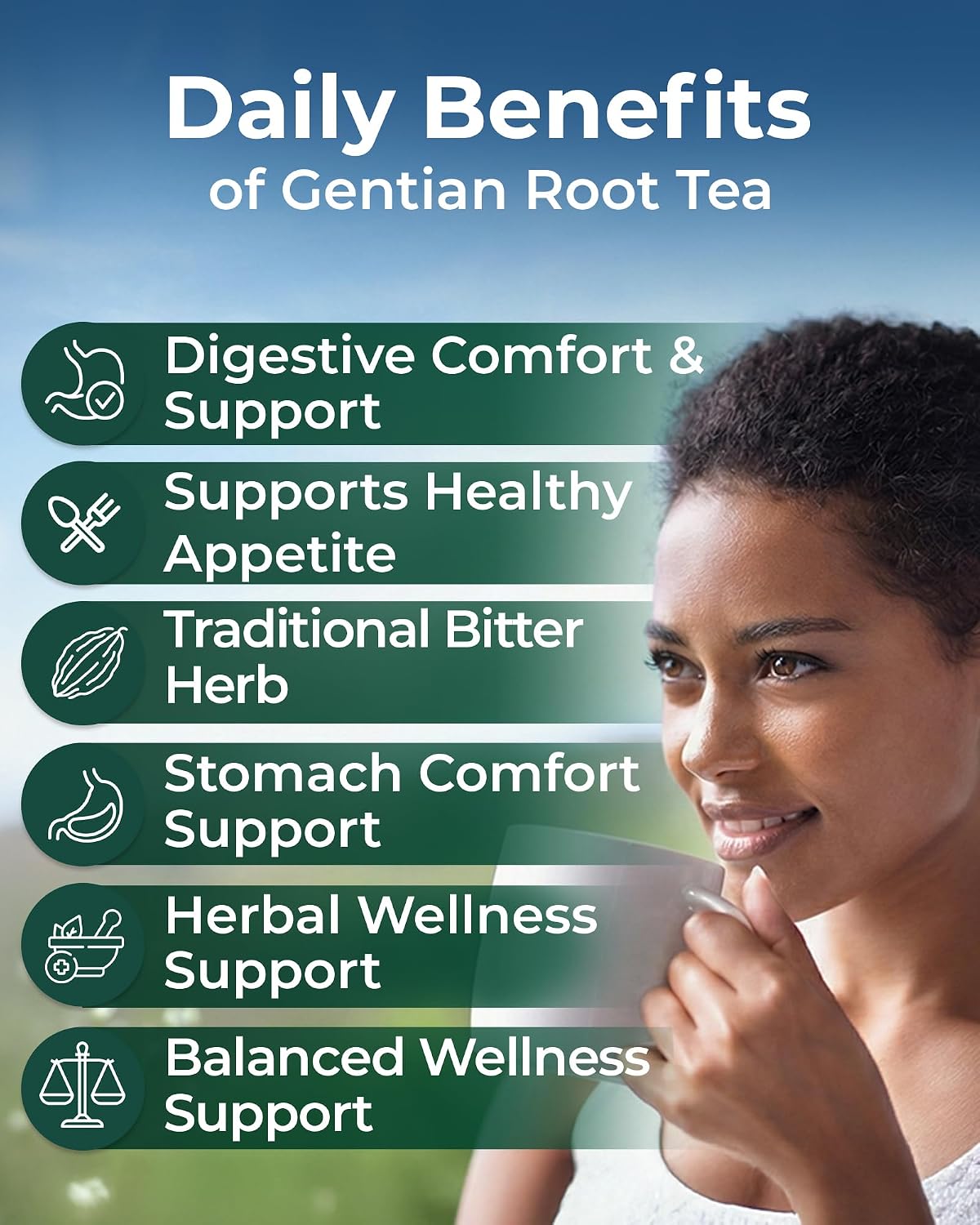 30 Bags Gentian Root Herbal Tea (Gentiana Lutea) - 30 Count 1.5g Bags Dried Gentian Root Herb Tea