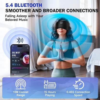 TOPOINT Sleep Mask with Headphones Bluetooth 5.4 Wireless, Sleep Headphones Earphones Earbuds with Microphone HD Speakers Music, Blackout Eye Mask for Sleeping Travel Meditation Men Women Cool Gadgets