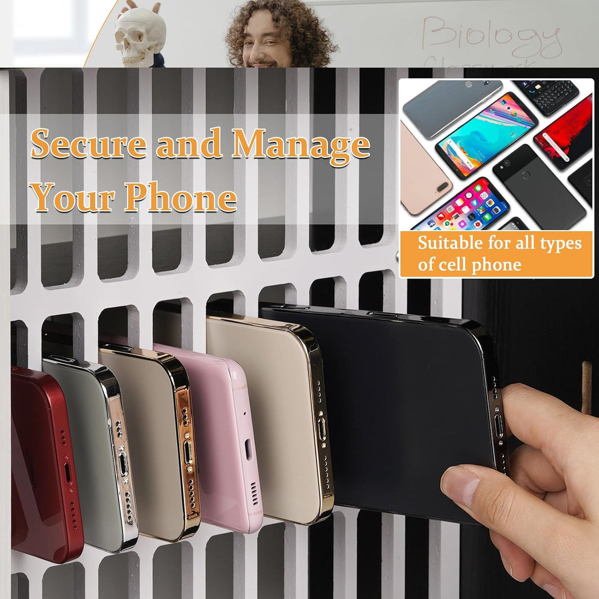 36 Slots Cell Phone Holder Classroom, Wooden Phone Lock Box