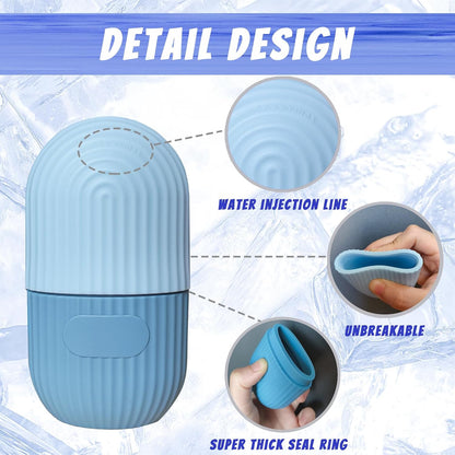 Joyeee Ice Face Roller, Reusable Silicone Mold Face Massage Eye Facial Beauty Skin Care Tools Apply Ice for Shrink Pores Anti Wrinkle Reduce Puffiness Improve Skin Elasticity, Striped