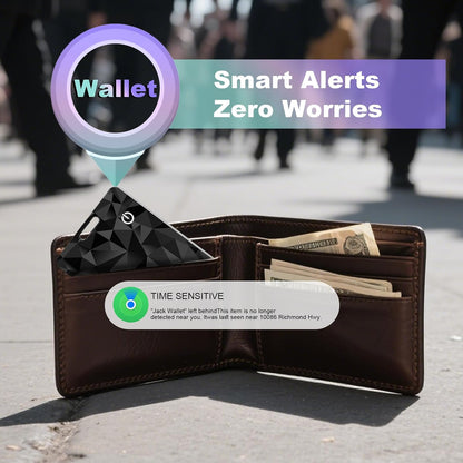 Wallet Tracker Card, Slim Rechargeable Bluetooth Item Locator, Smart Finder Compatible with Apple Find My for Wallet, Luggage, Passport, IP68 Waterproof (iOS Only) (Carbon Fiber Black)