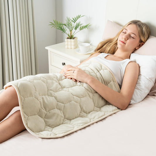 Wemore Weighted Lap Blanket 7lbs for Adults, Small Weighted Blanket Throw for Travel, Soft Weighted Lap Pad for Relaxation, Calming, Napping and Sleeping, Machine Washable, Light Grey 29" x 24"