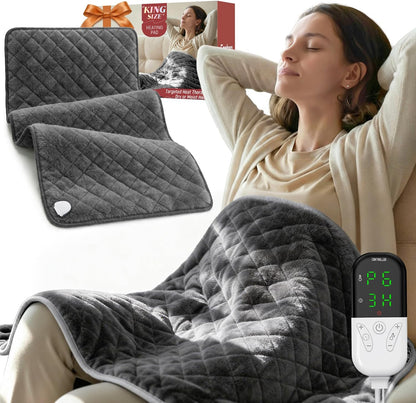 35 x 20 Inch King Size Electric Heating Pad for Back, Neck and Shoulders | FSA Eligible HSA, for Period Cramps, Abdomen and Knee, Dry or Moist Heat Use, 2H Auto Shut Off, 6 Heat Settings, Washable