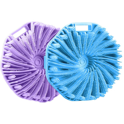 Silicone Body Scrubber – Dual-Sided Silicone Loofah for Shower, Set of 2 Soft Exfoliating Body Bath Shower Scrubber Loofah Brush Easy-to-Clean for Sensitive Kids Women Men All Kinds of Skin