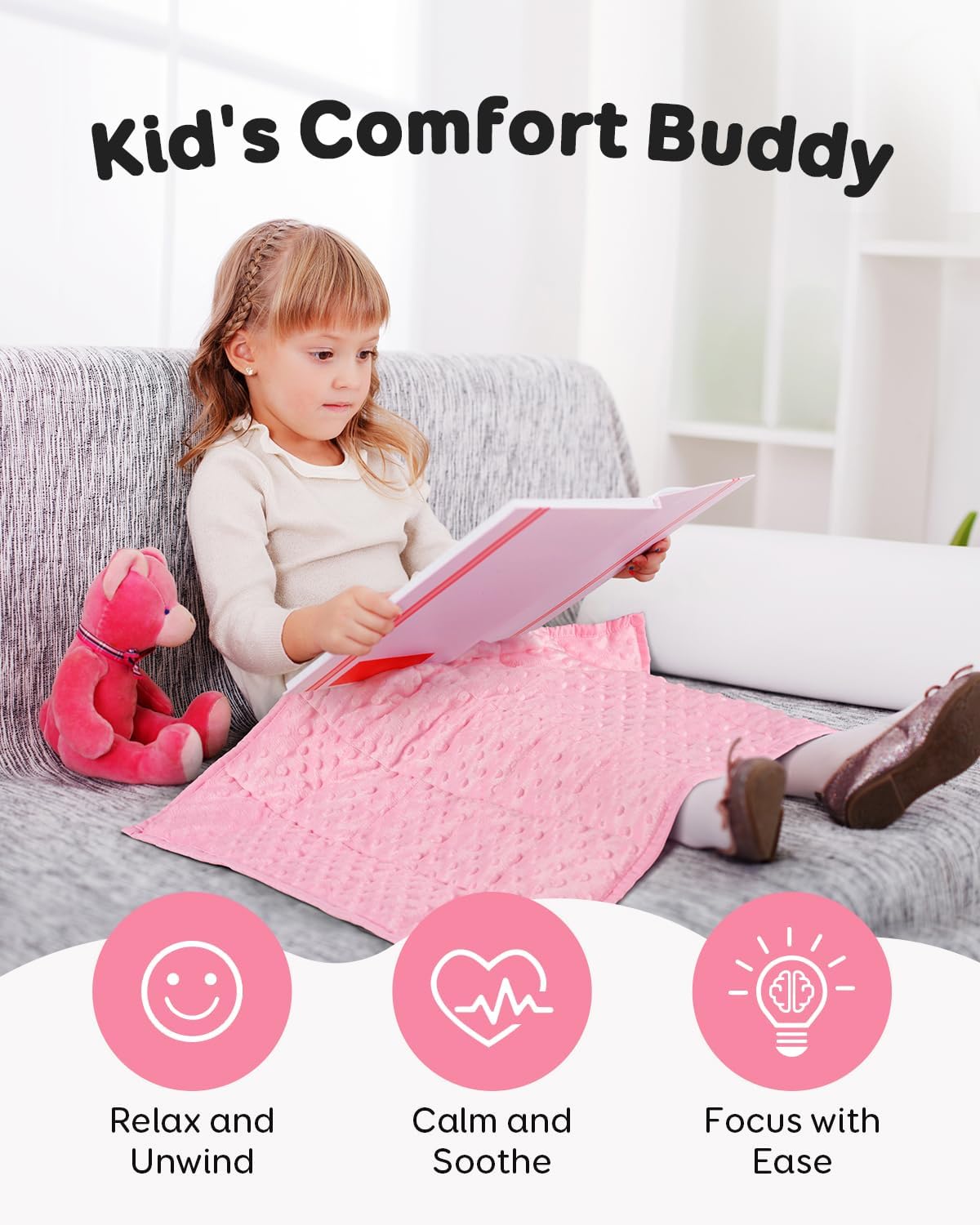 Kivik 2 lbs Weighted Lap Pad, Ultra Soft Minky Dotted Heavy Blankets Throw for Better Study Relaxing & Sleeping, Machine Washable, 20 x 30 Inches, Purple