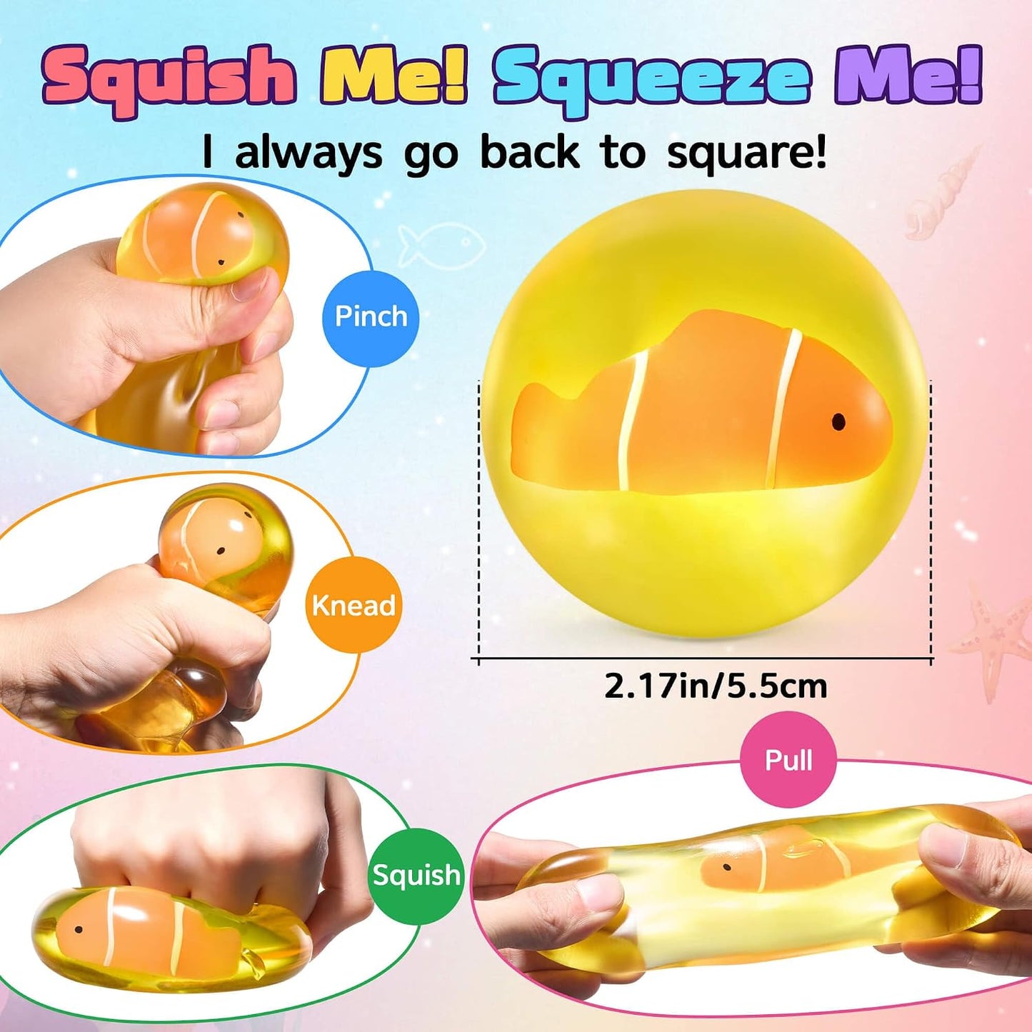 Stress Balls for Kids Adults - Squishy Fidget Toys Sensory Toys for Kids with Autism Glow in The Dark Squeeze Balls for Hand Therapy Squish Ball for Anxiety Stress Relief Easter Basket Stuffers