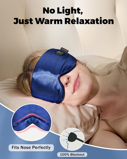 BeeVines Cordless Heated Eye Mask for Dry Eyes, Washable Eye Masks (Blue)
