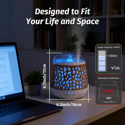 Weljoy Patented Dancing Water Fountain, Desktop Zen Decor & Light (Light Wood Grain)