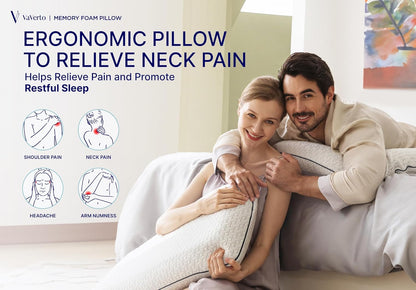 Cooling Gel Memory Foam Pillows - 1-Pack - Standard Size Memory Foam Pillow For Sleeping - Firm Pillow - Back, Stomach & Side Sleeper - Shoulder & Back Pain Relief - Washable, Bamboo Viscose Cover