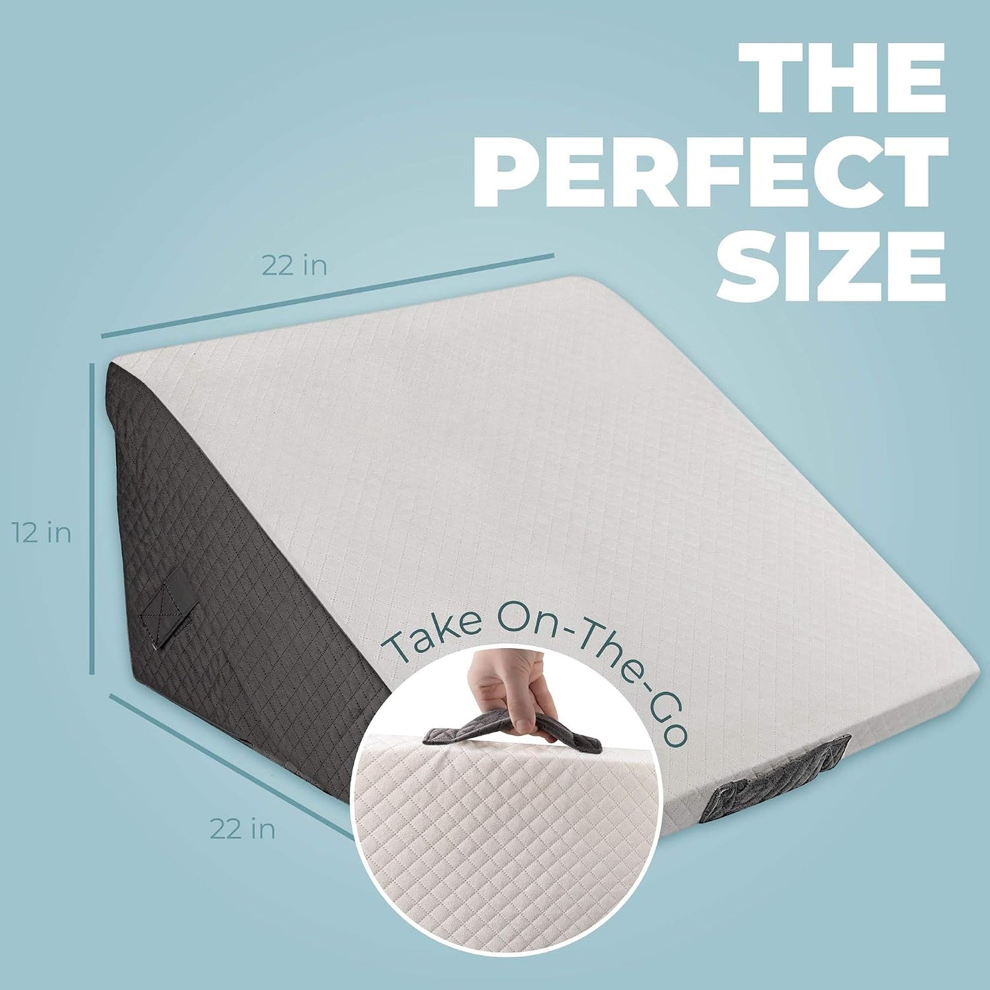 Kolbs Bed Wedge Pillow for Sleep Apnea, FSA Eligible Acid Reflux, and Back Pain Relief, with Chic Jacquard Cover - Headboard Wedges for Sleeping (5" Gentle Incline)