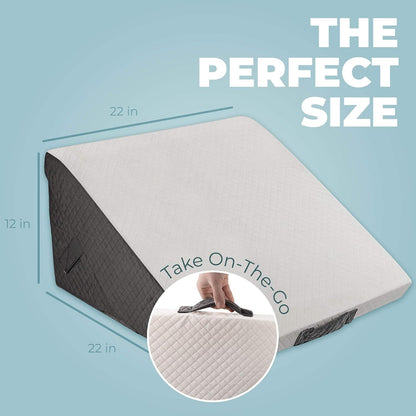 Kolbs Bed Wedge Pillow for Sleep Apnea, FSA Eligible Acid Reflux, and Back Pain Relief, with Chic Jacquard Cover - Headboard Wedges for Sleeping (5" Gentle Incline)