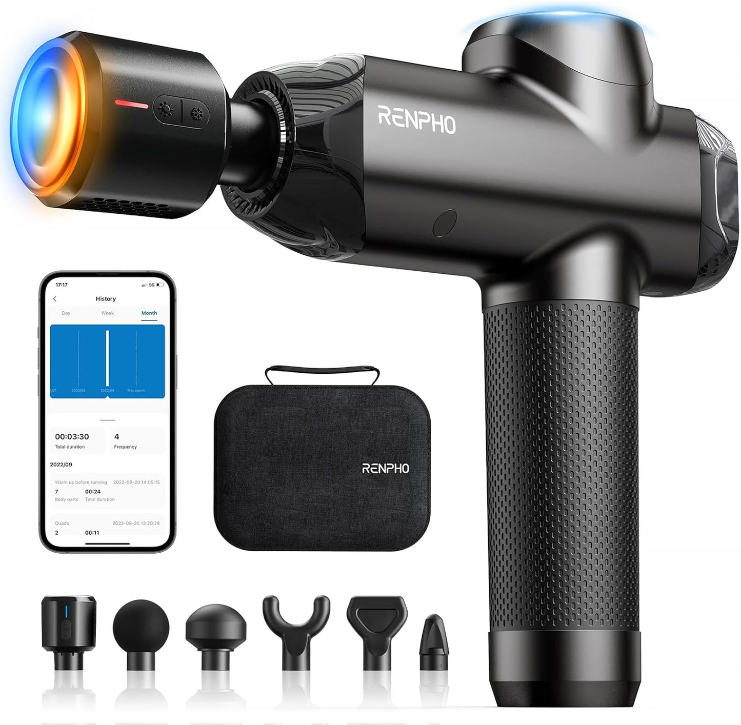 RENPHO Active Thermacool 2 Massage Gun with Heat and Cold, [2026 Upgraded] Handheld Percussion Deep Tissue Neck Back Muscle Massager, FSA Approved Gifts for Men Him Athletes Women Her HSA
