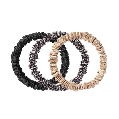 SLIP Amazon Exclusive Skinny Scrunchies: Anti-Crease, Anti-Breakage Slipsilk™ Design Protects Delicate Hair | Includes 3 Pure Silk Scrunchies, Basics