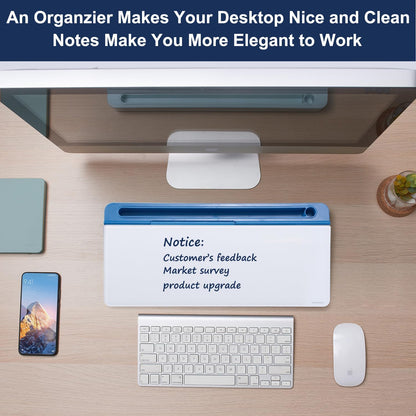 TSJ OFFICE Whiteboard Weekly Dry-Erase-Board - Desktop White Board Calendar Desk Organizers with Accessories Computer Keyboard Stand with Drawer, for Office, Home, School Supplies - White Calendar