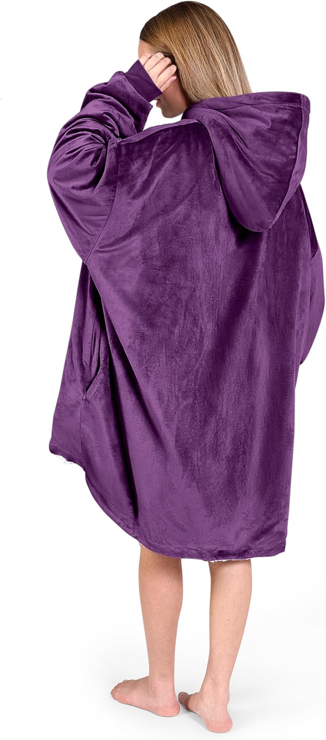 Bare Home Wearable Blanket Hoodie - Soft Plush Sherpa - Warm and Cozy - Oversized Wearable Blanket
