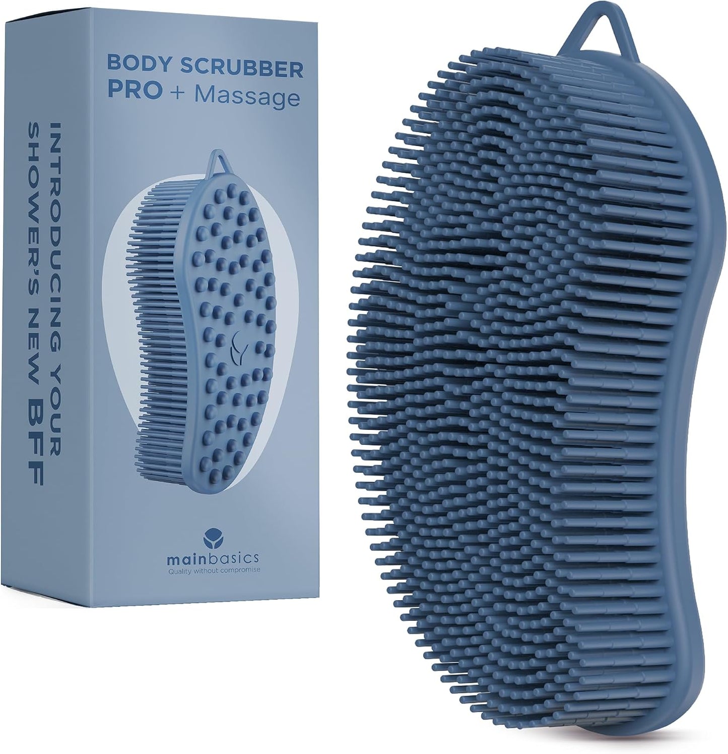 MainBasics Silicone Body Scrubber, Pink, Exfoliate | Dual-Sided, Shower Exfoliator, For Men & Women, Loofah Alternative