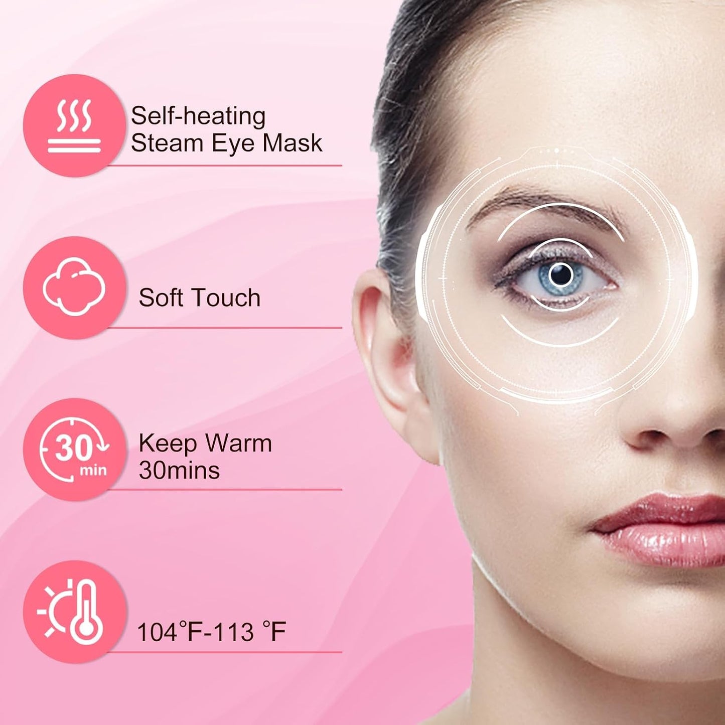 XPCARE 48 Pack Steam Eye Masks for Dry Eyes, Self Heated Steam Warm Eye Mask, Disposable Heated Eye Mask for Dark Circles, Puffy Eyes, Relief Stress Eye Fatigue（Lavender）