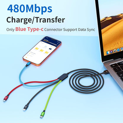 4 in 1 Multi Charging Cable, 5FT Charging Cords for Multiple Devices