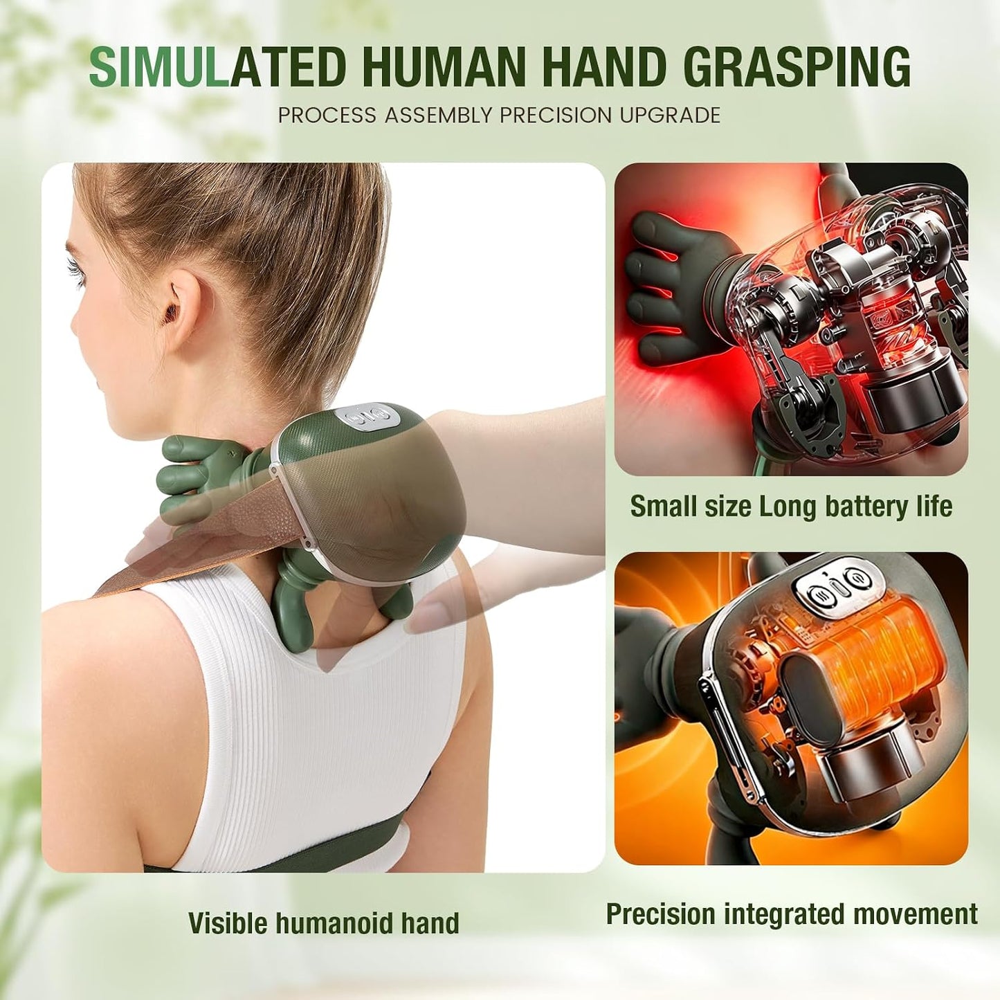 4D Wireless Neck Massager with Heat, Portable Bionic Massage with Real Human Hand Kneading, Neck Massager for Pain Relief Deep Tissue, Body Muscle Pain Relief, Perfect Relaxation Gifts for Men Women