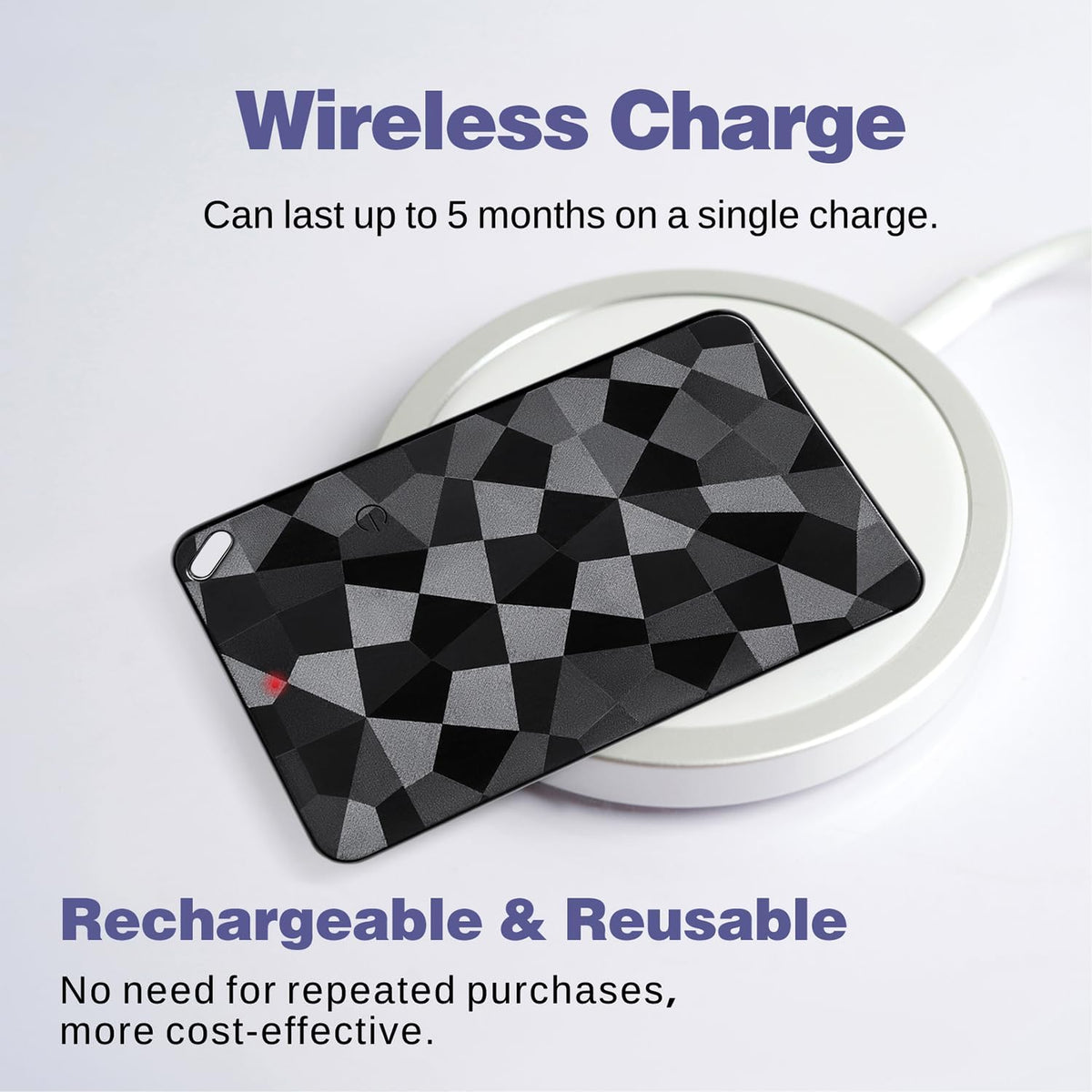 Reyke Dual-System Wallet Tracker Card for Android Or iOS, Rechargeable