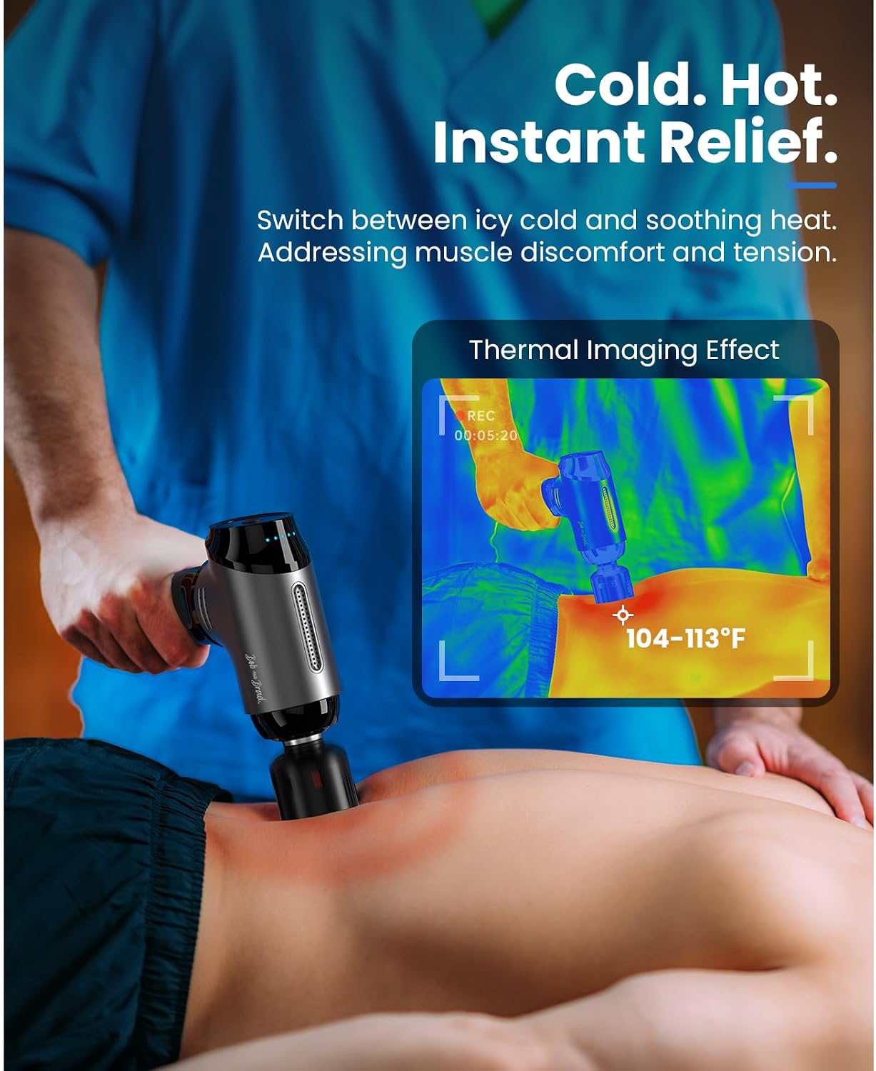 BOB AND BRAD T2 Pro Massage Gun with Heat and Cold, Deep Tissue Percussion Massager Gun for Pain Relief, Muscle Massager, Electric Back Massagers for Professional Athletes Runner