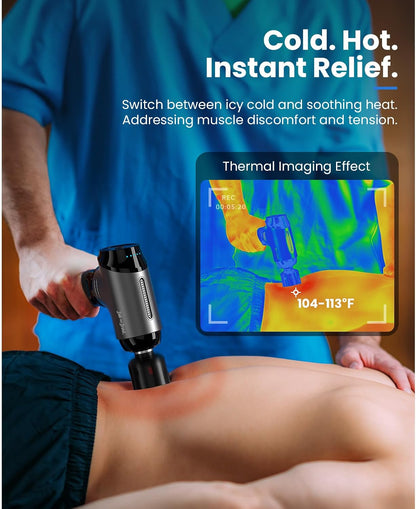 BOB AND BRAD T2 Pro Massage Gun with Heat and Cold, Deep Tissue Percussion Massager Gun for Pain Relief, Muscle Massager, Electric Back Massagers for Professional Athletes Runner