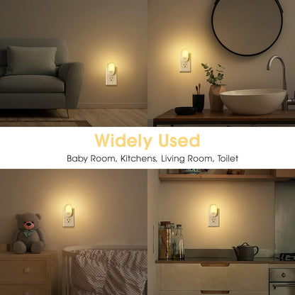 L LOHAS LED Amber Night Light, Night Lights Plug into Wall[2 Pack], 0.6W 2000K LED Night Light, Dusk to Dawn Sensor, 30/60LM Adjustable Brightness, Automatic Low Blue Nightlight for Kids, Bathroom