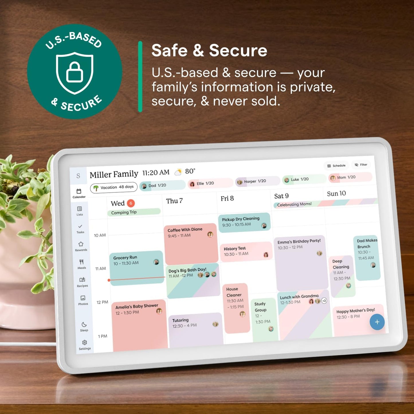Skylight Calendar: 15-inch Wall Planner Digital Calendar & Chore Chart, Smart Touchscreen Interactive Display for Family Schedules – Wall Mount Included, Great for Organizing Your 2026 Calendar