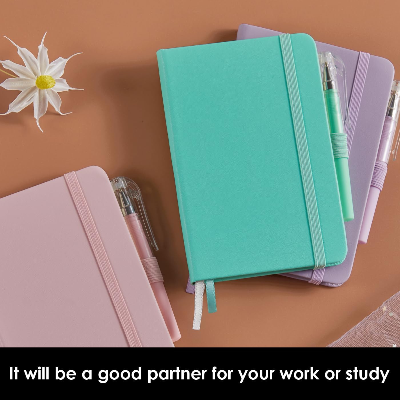 NIRMIRO (3 Pack) Pocket Notebook Small Journal with Pen, 3.7" x 5.7", A6 Mini Notebook for Women Men Work Writing, Hardcover Small Pocket Notepad with 100Gsm Premium Thick Lined Paper, Black Leather