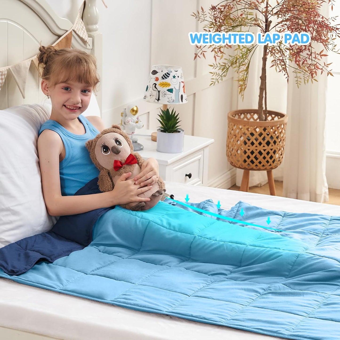 yescool Weighted Lap Pad 2 Pounds Weighted Lap Blanket, Space Plane Small Weighted Blanket, Weighted Throw Blanket Gifts for Travel Indoor Outdoor, 20"x30"
