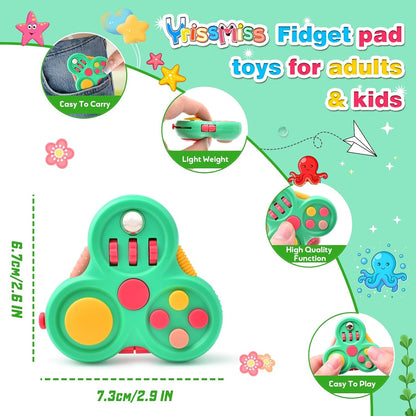 Yrissmiss Fidget Toys for Adults, Fidget Pad Easter Basket Stuffers for Boys Girls,Stress Relief Cube Clicker Controller with Quiet Fidgets,ADHD Autism Fidget Spinner for Office Desk Travel