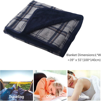 forestfish Fleece Wearable Blanket, Plaid Lap Blanket Comfy Poncho Throw with Buttons for Bed Sofa Office, Grey-White