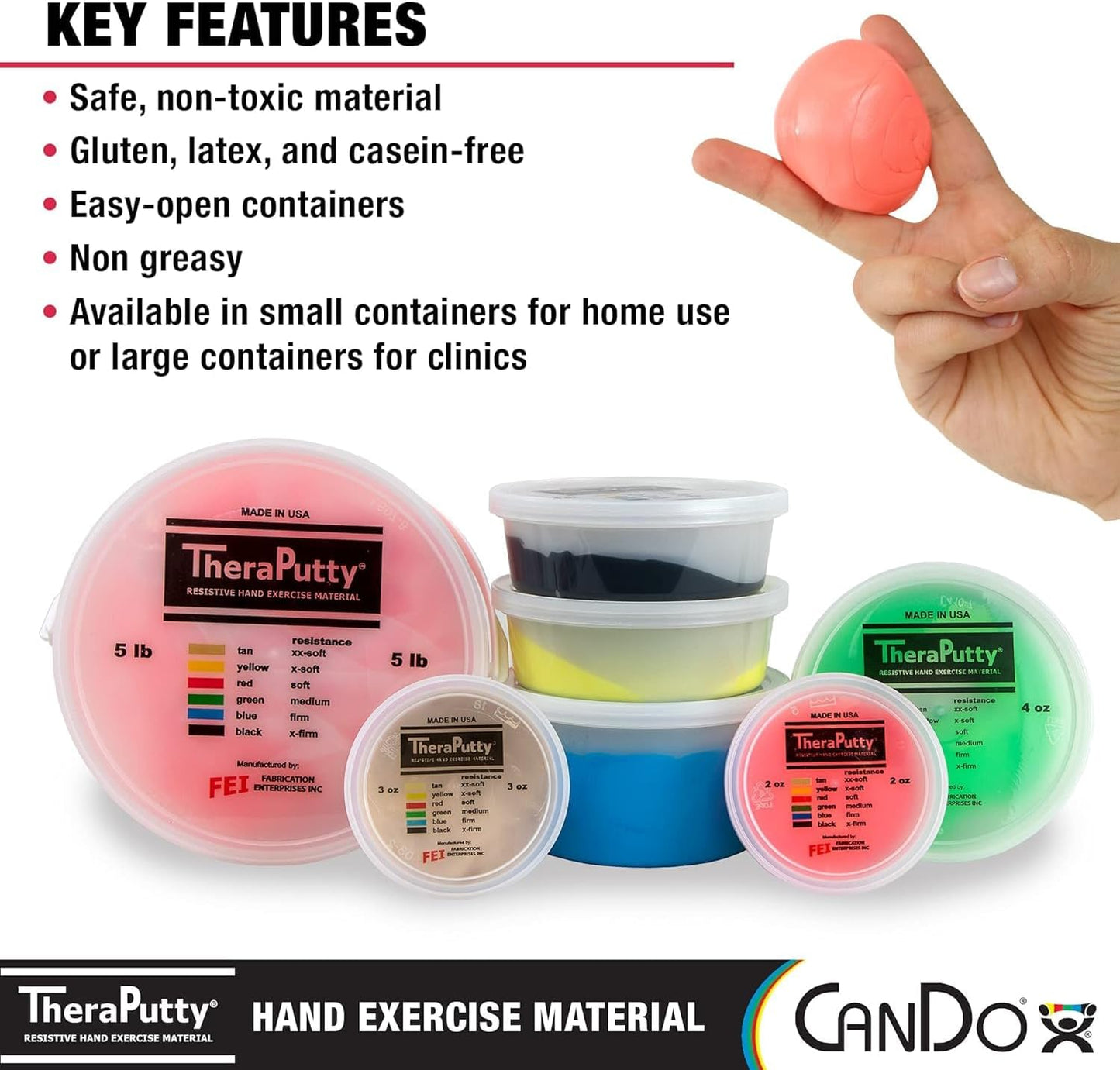 CanDo Theraputty Plus Hand Exercise Putty for Rehabilitation, Exercises, Hand Thearpy, Occupational Therapy, Hand Strengthening, Improve Motor Skills, Stress Relief 1-Pound Soft