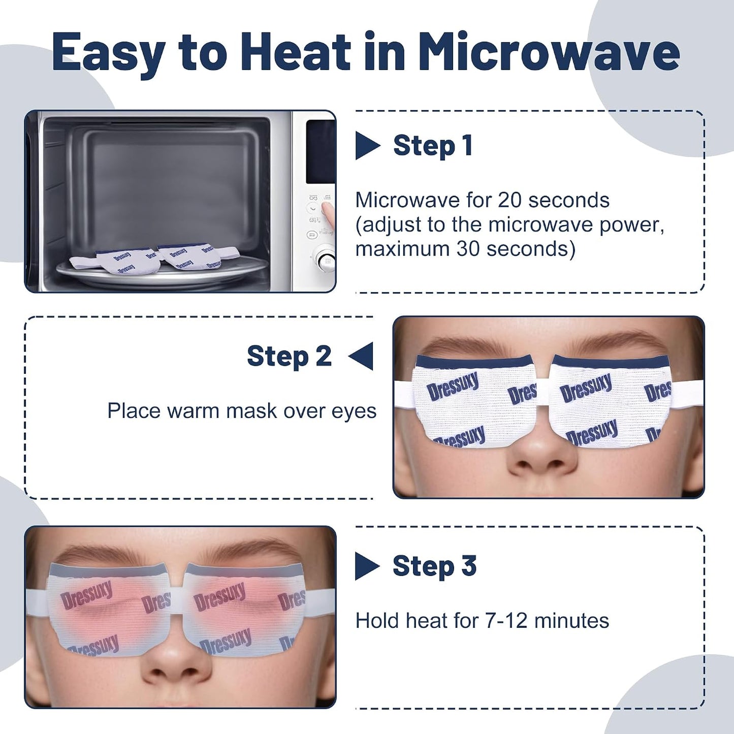Heated Eye Mask & Microwavable Eye Compress | Gentle Steam Heat for Eye Comfort 1pc Cotton White