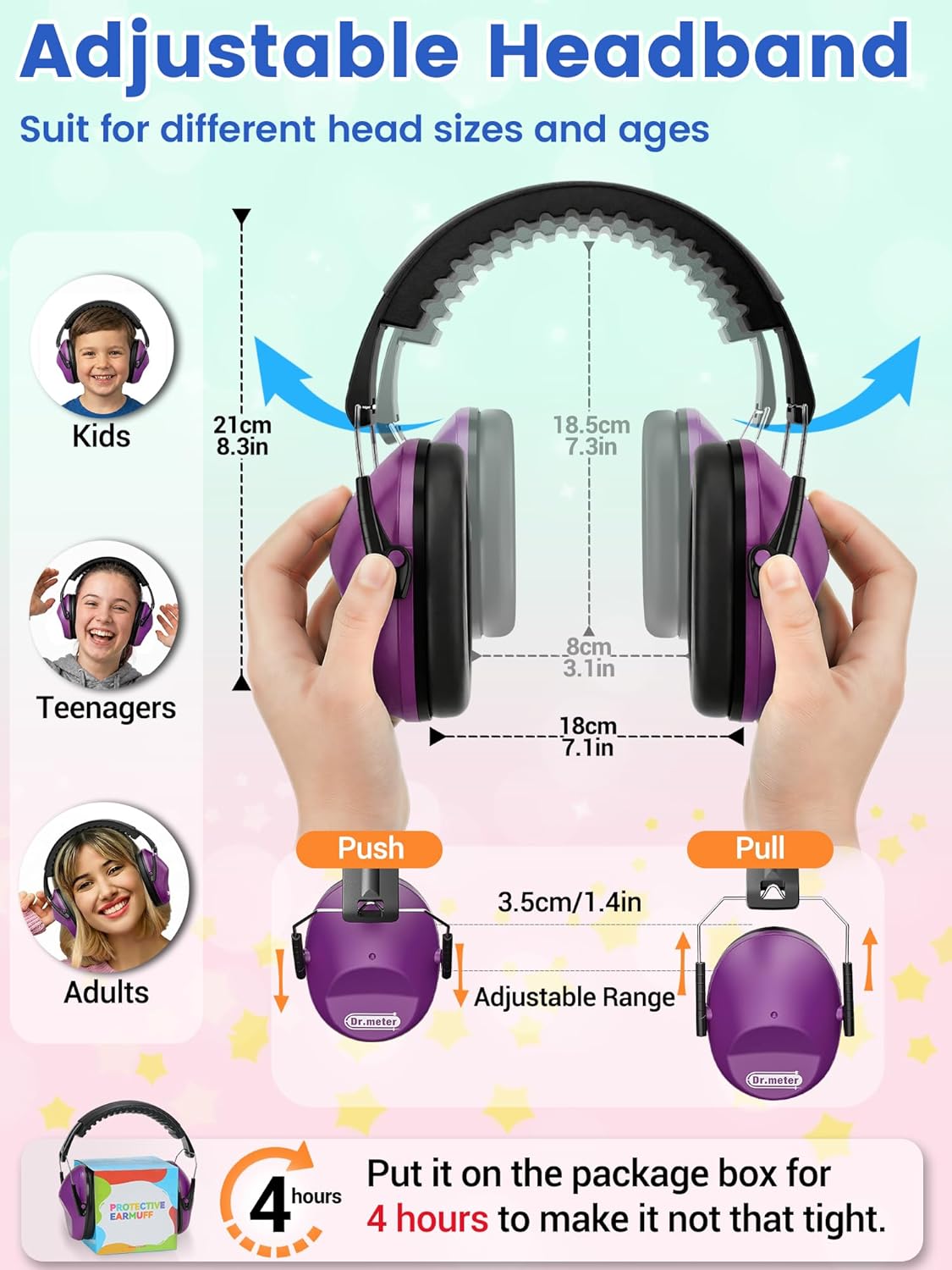 Dr.meter Ear Muffs for Noise Reduction: 27.4SNR Noise Cancelling Headphones for Kids Adults, EM100 Adjustable Hearing Protection Earmuffs for Monster Jam, Autism Sensory, Concerts, Fireworks