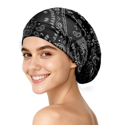 YFONG Mulberry Silk Hair Bonnet for Sleeping Women Men, Real Silk Lining, Not Satin, Stay On All Night Sleep Bonnet with Adjustable Strap for Curly Short Long Fine Hair, Black